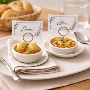 Soup Place Card Holder – Matzah Ball Soup or Chicken Noodle Soup – Set of 2